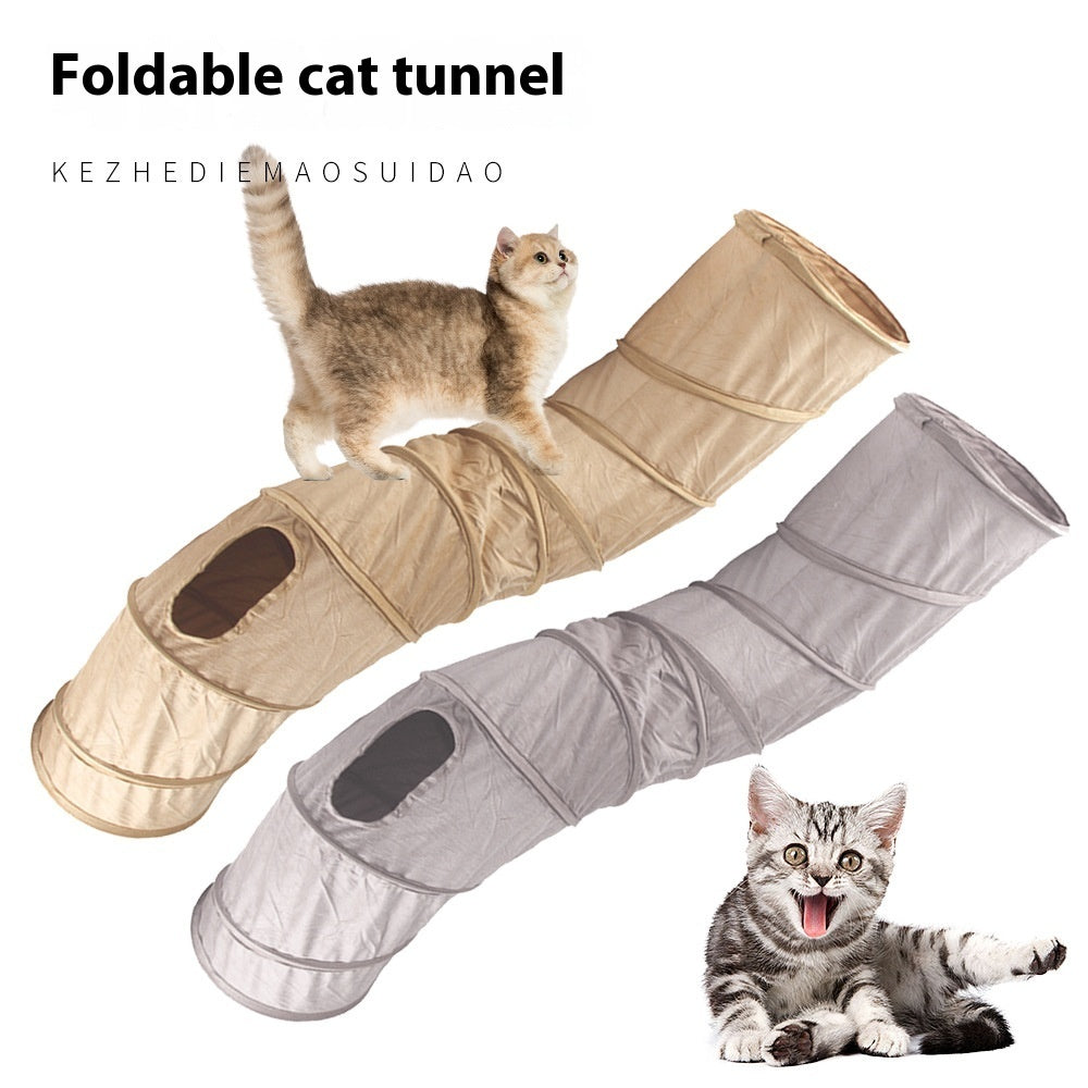 Foldable Cat Tunnel Toy Suede S-Shape Interactive Play Tunnel for Indoor Cats