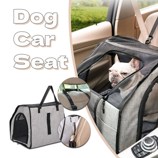 Portable Foldable Waterproof Pet Car Cage Mat for Dogs, Durable Oxford Seat Cover with Adjustable Harness