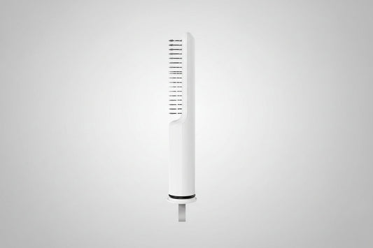 White hair straightener with comb on a white background