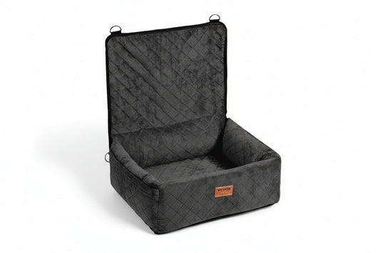 Gray quilted car seat cover with Vevor branding on a white background