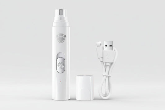 White electronic device with charging cable on a white background