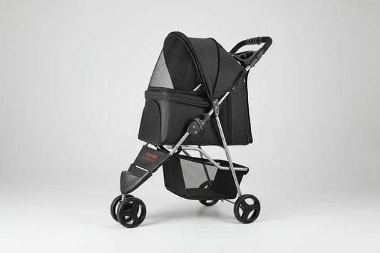 Foldable 3-wheel pet stroller for dogs and cats up to 35 lbs